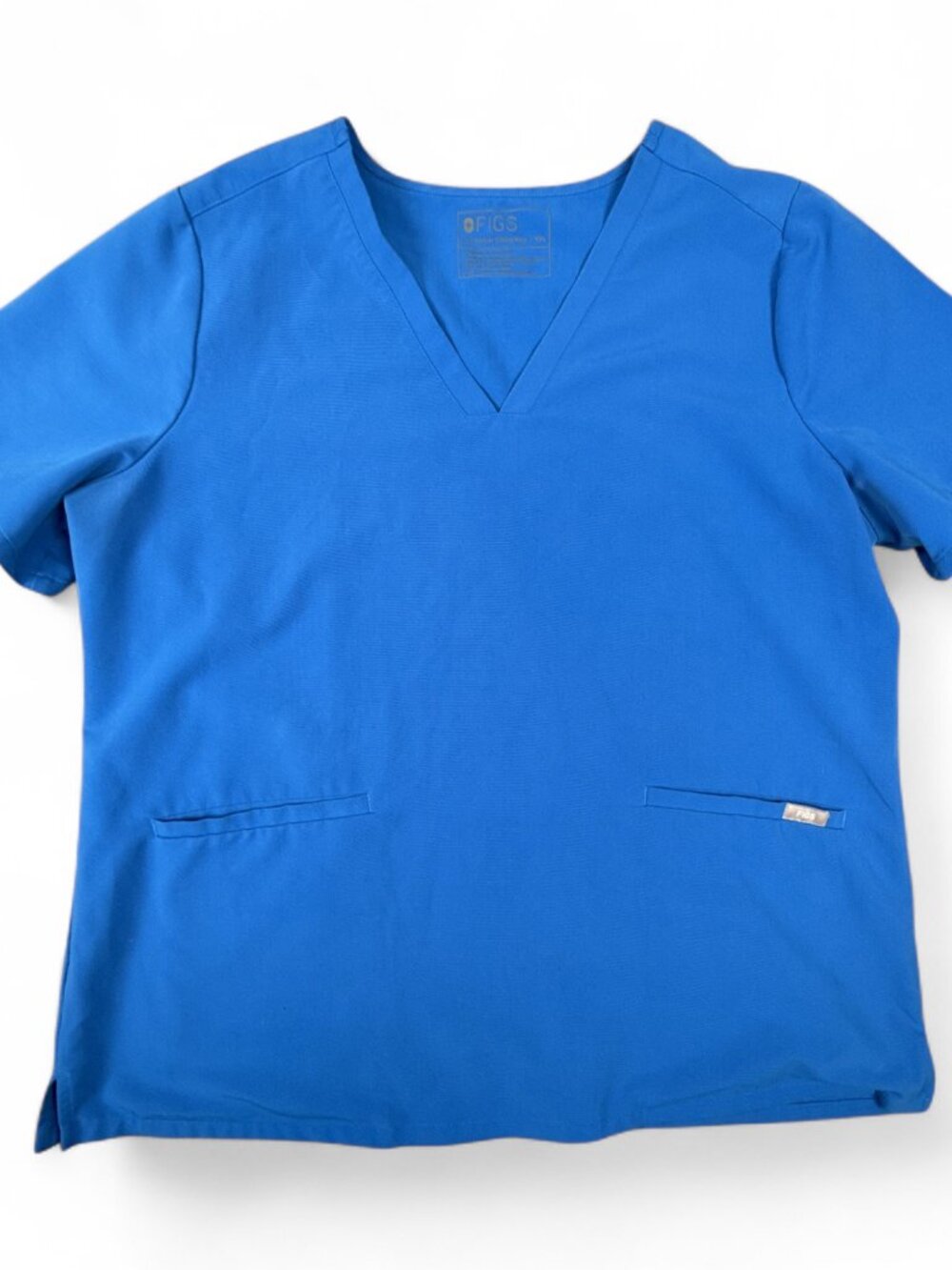 FIGS Casma FW1100 Scrub Top Women XXL Royal Blue V-Neck Slim Fit